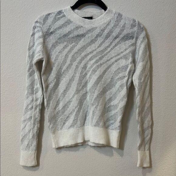 rag & bone White Crew Neck Sweater with Long Sleeves merino wool blend - Picture 1 of 4